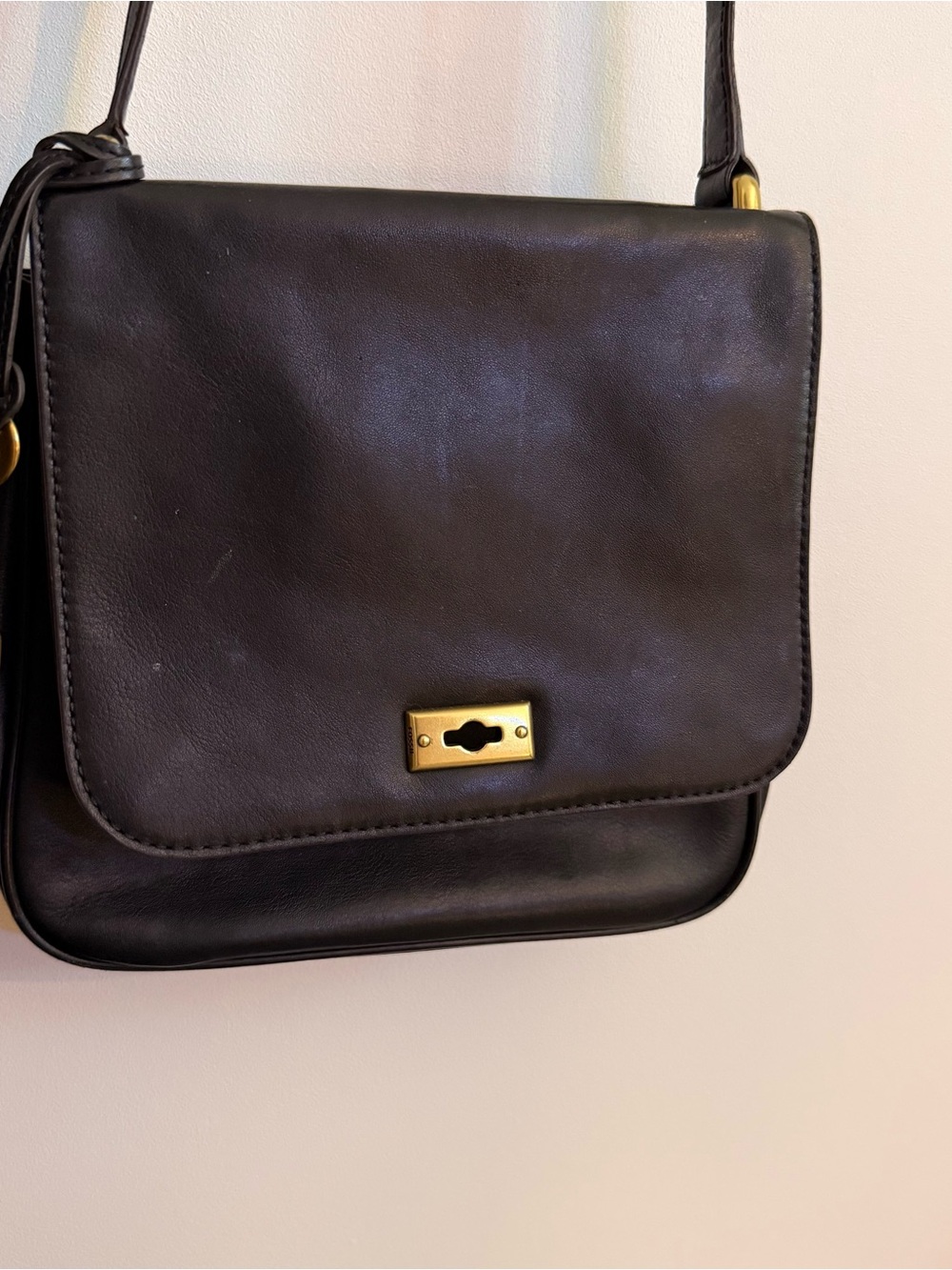 Fossil Black Leather Crossbody Bag memoir Novella bag MISSING TURN KEY